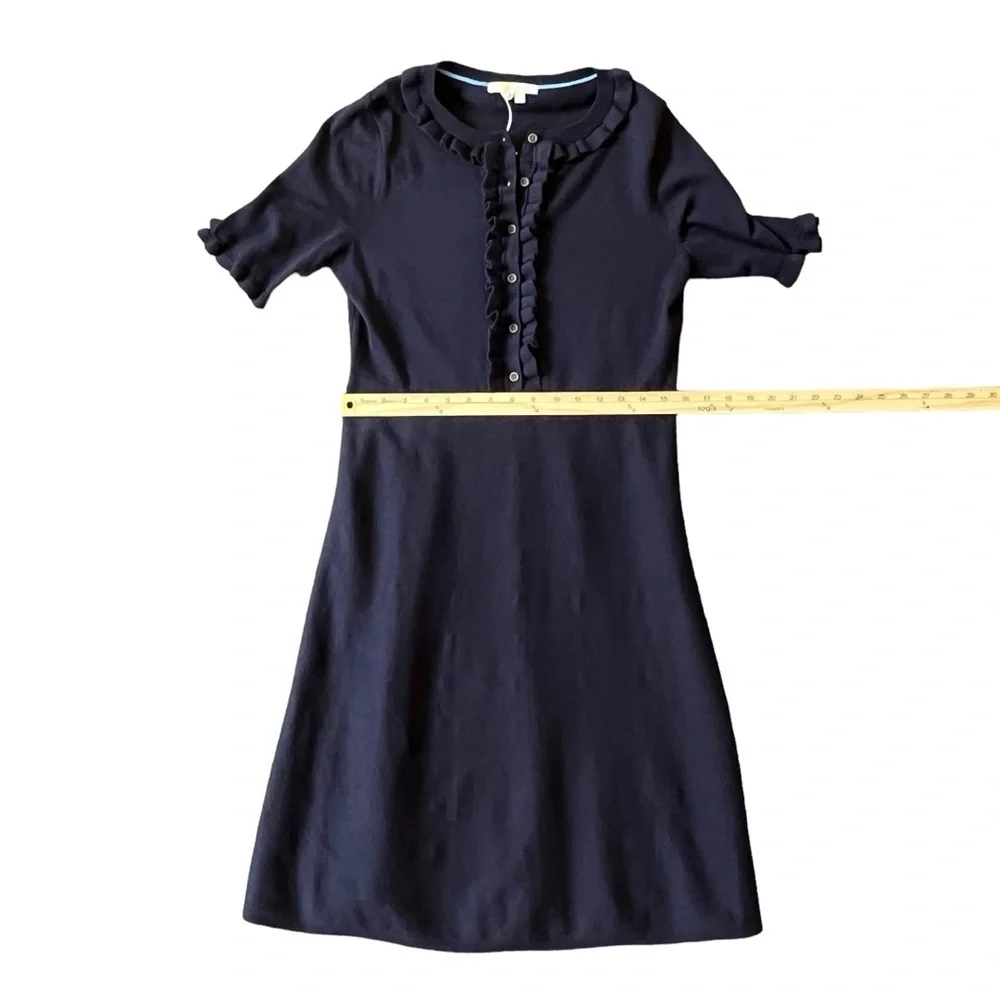 Boden Ruffle Frill Detail Short Sleeve Navy Knit Dress Size 8R - Picture 9 of 13